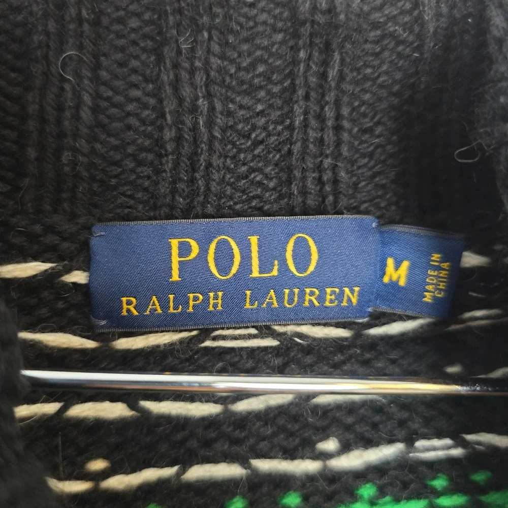 Polo Ralph Lauren Mens Fair Isle‎ Snowflake Cowl Neck Sweater M Angora Cashmere